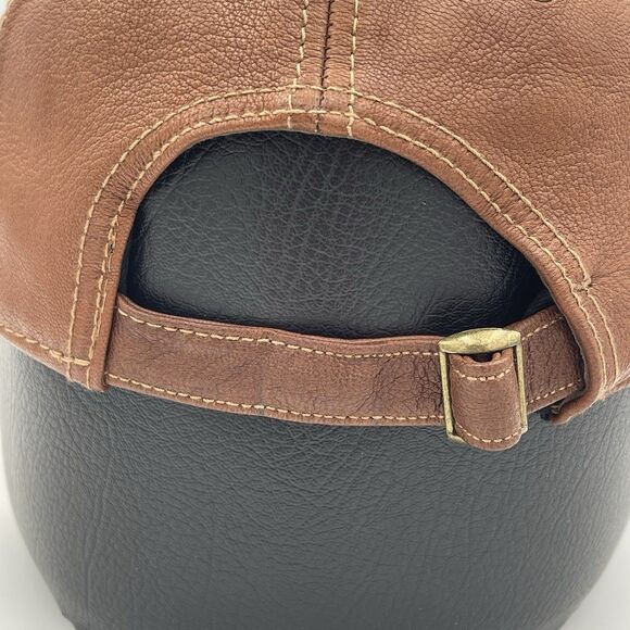 The Territory Ahead All Leather Brown Strapback Baseball Cap Hat Adjustable OSFM - Picture 10 of 15